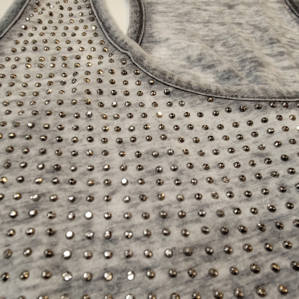 Vanity Vintage Gray Studded Tank Top